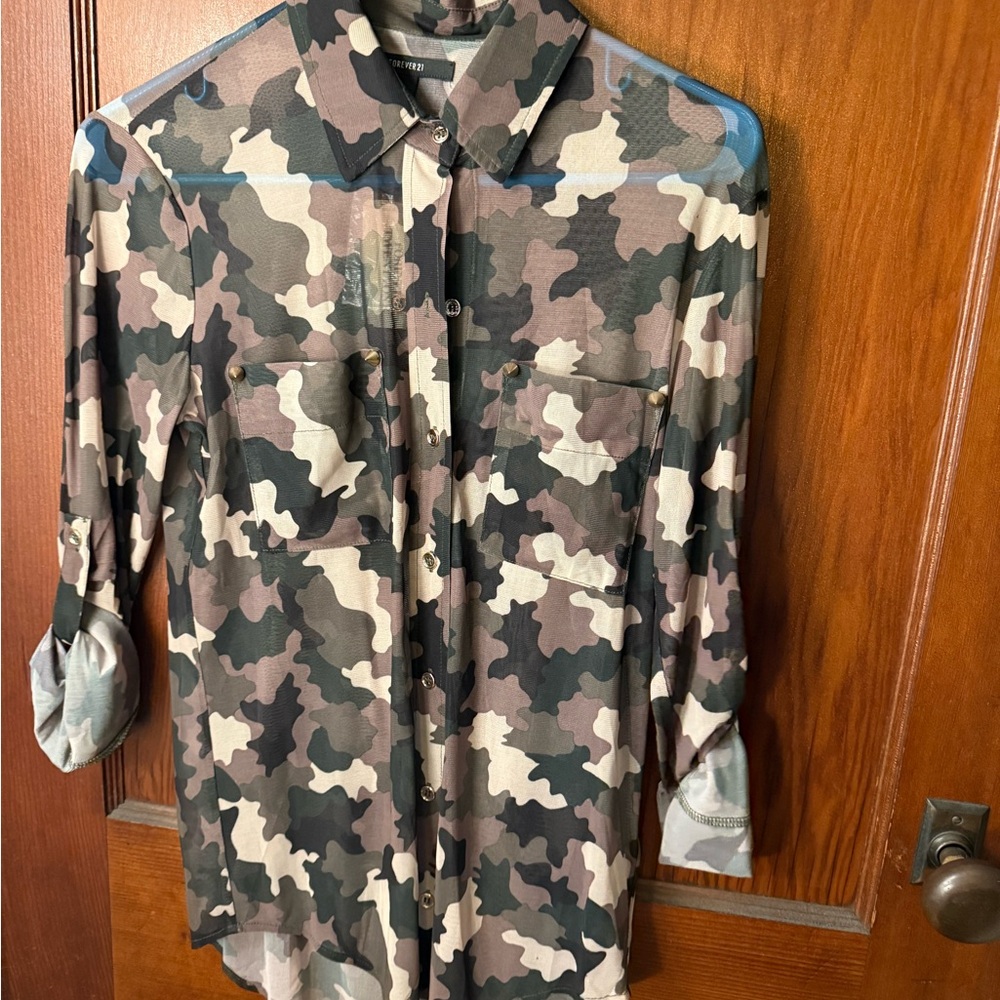 Forever 21 Camouflage Button Down Shirt